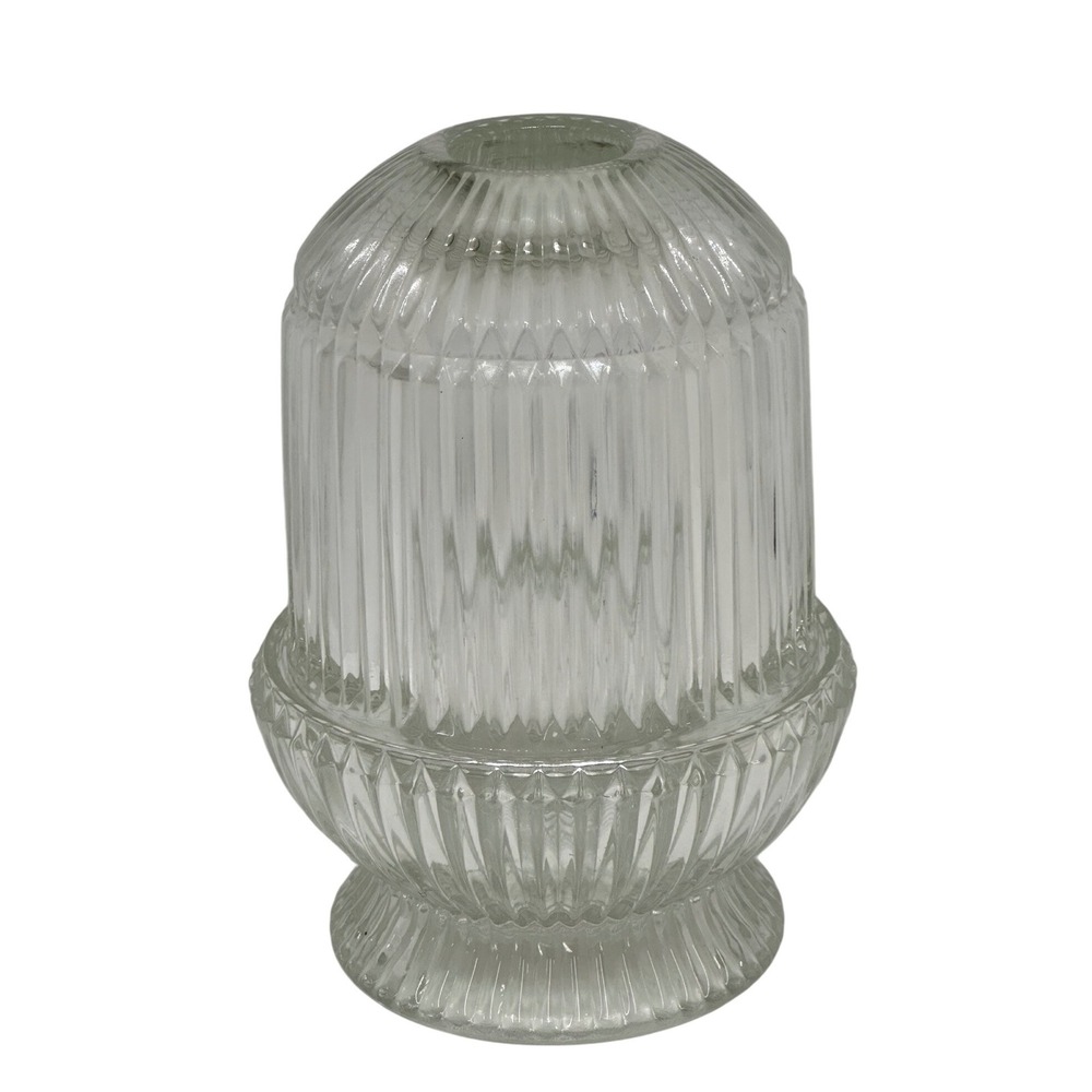 VTG Homco Fairy Lamp Clear Ribbed Glass 2 Piece Votive Holder Cottage Core 6.25"